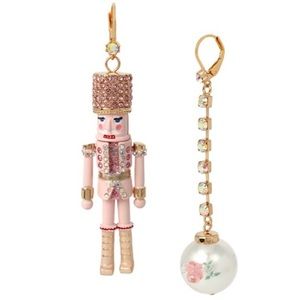 NWT | Betsey Johnson | Holiday Whimsy | Mismatched Pink Nutcracker Earrings